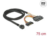 Delock Kabel SFF-8643 Stecker > U.2 SFF-8639 Buchse + SATA Stromanschluss 75 cm