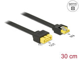 Delock Verlängerungskabel SATA 6 Gb/s Buchse > SATA Stecker Pin 8 Power mit Einrastfunktion 30 cm