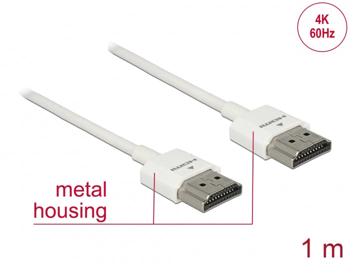 Delock Kabel High Speed HDMI mit Ethernet - HDMI-A Stecker > HDMI-A Stecker 3D 4K 1 m Slim High Quality