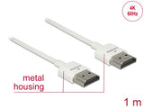 Delock Kabel High Speed HDMI mit Ethernet - HDMI-A Stecker > HDMI-A Stecker 3D 4K 1 m Slim High Quality