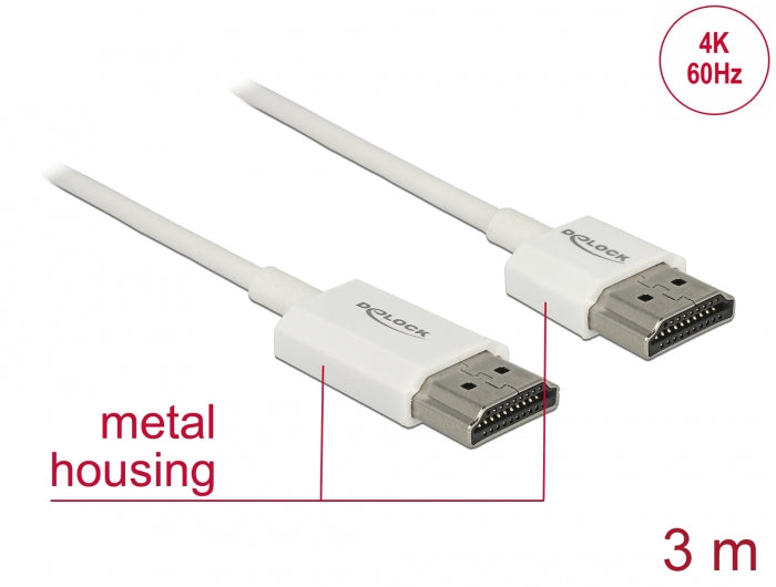 Delock Kabel High Speed HDMI mit Ethernet - HDMI-A Stecker > HDMI-A Stecker 3D 4K 3 m Aktiv Slim High Quality