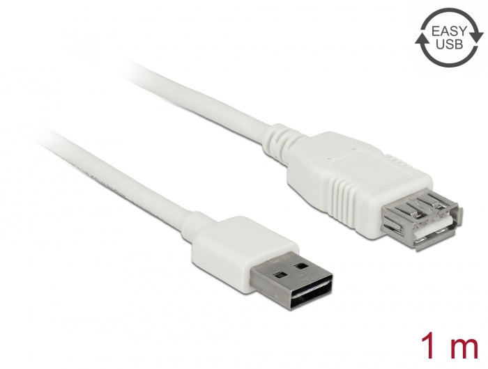Delock Verlängerungskabel EASY-USB 2.0 Typ-A Stecker > USB 2.0 Typ-A Buchse weiß 1 m
