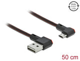 Delock EASY-USB 2.0 Kabel Typ-A Stecker zu EASY-USB Typ Micro-B Stecker gewinkelt links / rechts 0,5 m schwarz