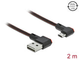 Delock EASY-USB 2.0 Kabel Typ-A Stecker zu EASY-USB Typ Micro-B Stecker gewinkelt links / rechts 2 m schwarz