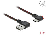 Delock EASY-USB 2.0 Kabel Typ-A Stecker zu USB Type-C™ Stecker gewinkelt links / rechts 1 m schwarz