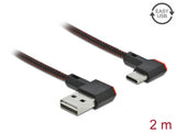 Delock EASY-USB 2.0 Kabel Typ-A Stecker zu USB Type-C™ Stecker gewinkelt links / rechts 2 m schwarz