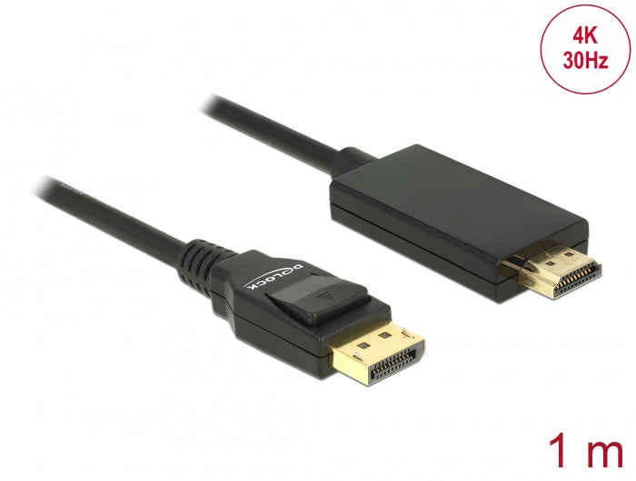 Delock Kabel DisplayPort 1.2 Stecker > High Speed HDMI-A Stecker Passiv 4K 30 Hz 1 m schwarz