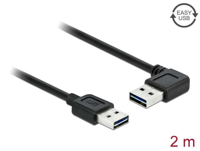 Delock Kabel EASY-USB 2.0 Typ-A Stecker > EASY-USB 2.0 Typ-A Stecker gewinkelt links / rechts 2 m