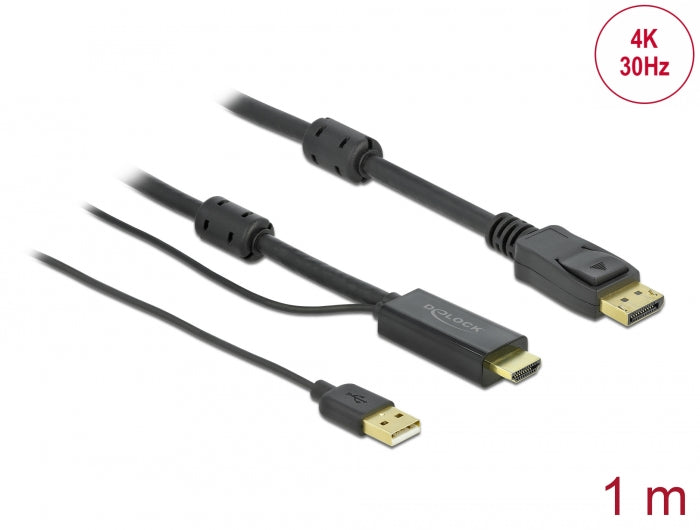 Delock HDMI zu DisplayPort Kabel 4K 30 Hz 1 m