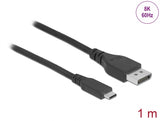 Delock Bidirektionales USB Type-C™ zu DisplayPort Kabel (DP Alt Mode) 8K 60 Hz 1 m DP 8K zertifiziert