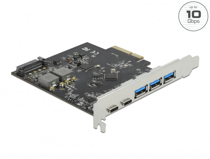 Delock PCI Express x4 Karte zu 2 x USB Type-C™ + 3 x USB Typ-A - SuperSpeed USB 10 Gbps
