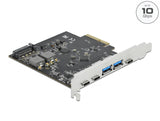 Delock PCI Express x4 Karte zu 3 x USB Type-C™ + 2 x USB Typ-A - SuperSpeed USB 10 Gbps