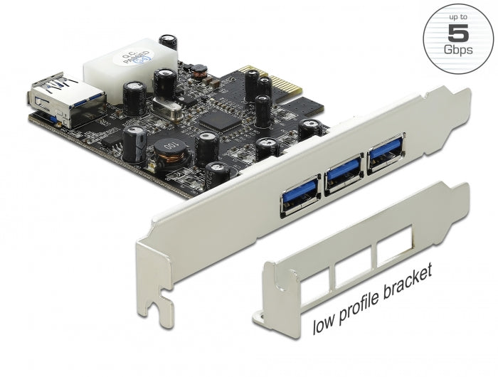 Delock PCI Express x1 Karte > 3 x extern + 1 x intern USB 3.0 Typ-A Buchse