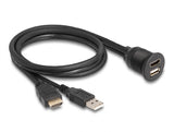 Delock Kabel HDMI-A Stecker und USB 2.0 Typ-A Stecker zu HDMI-A Buchse und USB 2.0 Typ-A Buchse zum Einbau wasserfest 1 m