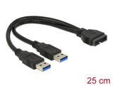 Delock Kabel USB 3.0 Pfostenstecker > 2 x USB 3.0 Typ-A Stecker 25 cm