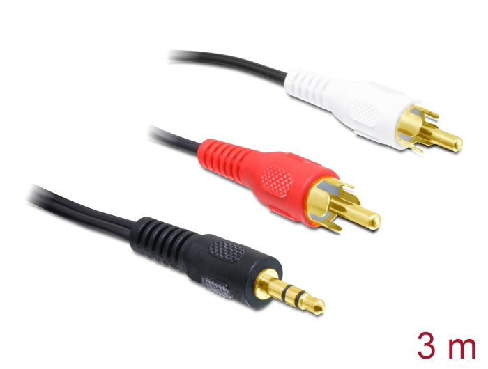 Delock Kabel Audio 3,5 mm Klinkenstecker > 2 x Cinch Stecker 3 m