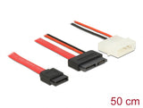 Delock Kabel Slim SATA Buchse > SATA 7 Pin + 2 Pin Strom Stecker 50 cm