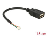 Delock Kabel USB 2.0 Pfostenbuchse 1,25 mm 4 Pin > USB 2.0 Typ-A Buchse 15 cm