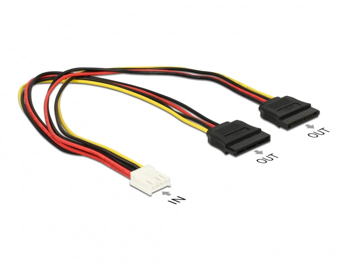 Delock Kabel Power Floppy 4 Pin Buchse > 2 x SATA 15 Pin Buchse 30 cm