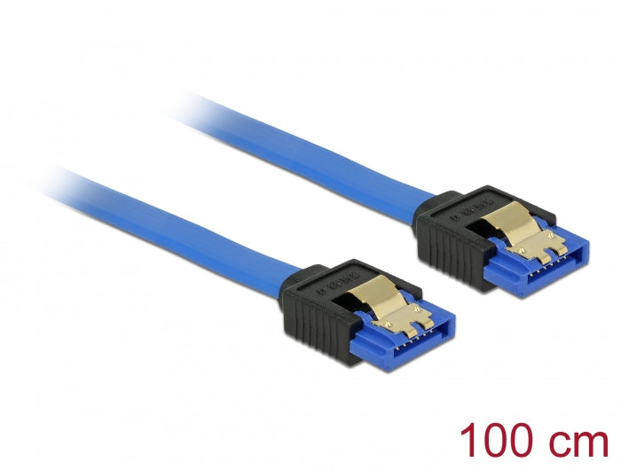 Delock Kabel SATA 6 Gb/s Buchse gerade > SATA Buchse gerade 100 cm blau mit Goldclips
