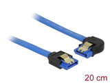 Delock Kabel SATA 6 Gb/s Buchse gerade > SATA Buchse links gewinkelt 20 cm blau mit Goldclips