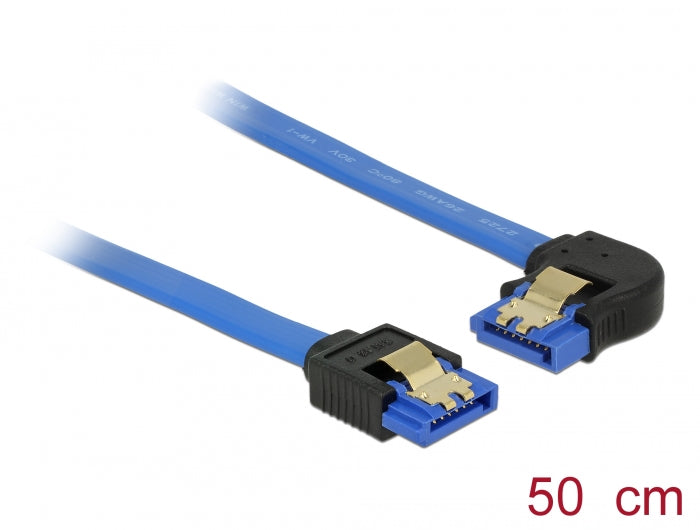 Delock Kabel SATA 6 Gb/s Buchse gerade > SATA Buchse links gewinkelt 50 cm blau mit Goldclips
