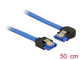 Delock Kabel SATA 6 Gb/s Buchse gerade > SATA Buchse links gewinkelt 50 cm blau mit Goldclips