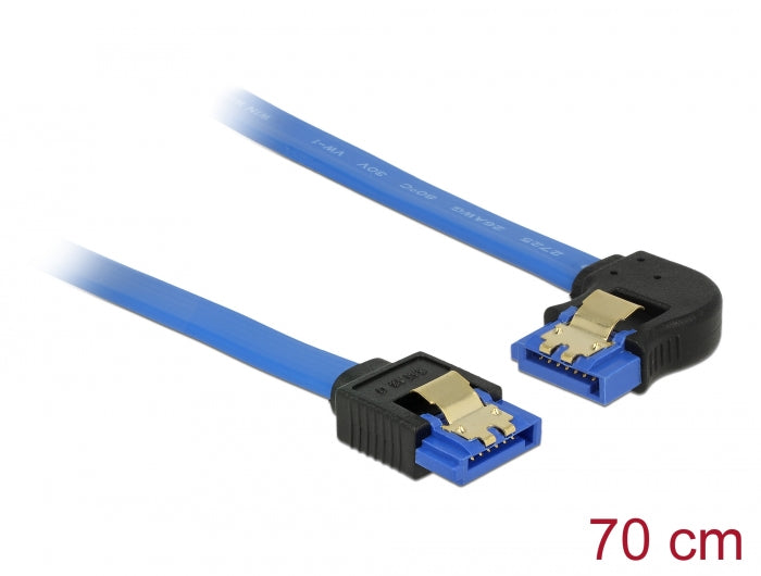 Delock Kabel SATA 6 Gb/s Buchse gerade > SATA Buchse links gewinkelt 70 cm blau mit Goldclips