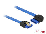 Delock Kabel SATA 6 Gb/s Buchse gerade > SATA Buchse rechts gewinkelt 30 cm blau mit Goldclips