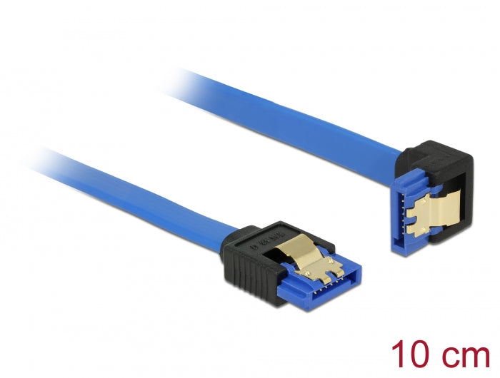 Delock Kabel SATA 6 Gb/s Buchse gerade > SATA Buchse unten gewinkelt 10 cm blau mit Goldclips