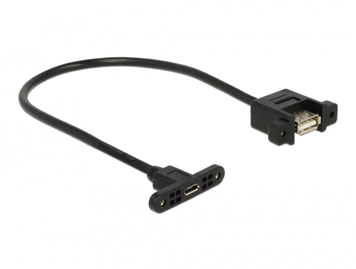 Delock Kabel USB 2.0 Micro-B Buchse zum Einbau > USB 2.0 Typ-A Buchse zum Einbau 25 cm