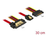 Delock Kabel SATA 6 Gb/s 7 Pin Buchse + SATA 15 Pin Strom Stecker > SATA 22 Pin Buchse gerade Metall 30 cm