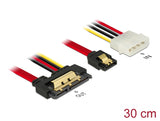 Delock Kabel SATA 6 Gb/s 7 Pin Buchse + Molex 4 Pin Strom Stecker > SATA 22 Pin Buchse gerade Metall 30 cm