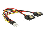 Delock Kabel Power Floppy 4 Pin Stecker > 2 x SATA 15 Pin Buchse Metall 20 cm