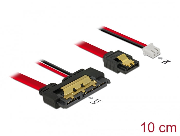 Delock Kabel SATA 6 Gb/s 7 Pin Buchse + 2 Pin Strom Buchse > SATA 22 Pin Buchse gerade (5 V) Metall 10 cm