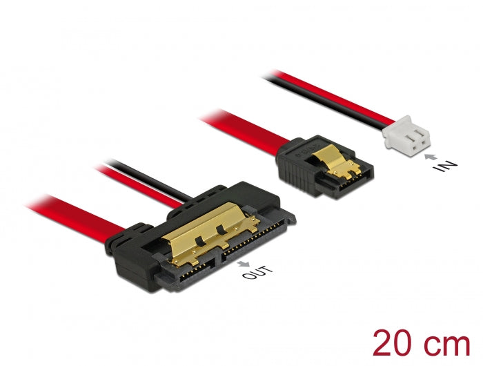 Delock Kabel SATA 6 Gb/s 7 Pin Buchse + 2 Pin Strom Buchse > SATA 22 Pin Buchse gerade (5 V) Metall 20 cm