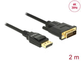 Delock Kabel DisplayPort 1.2 Stecker > DVI 24+1 Stecker Passiv 4K 30 Hz 2 m schwarz