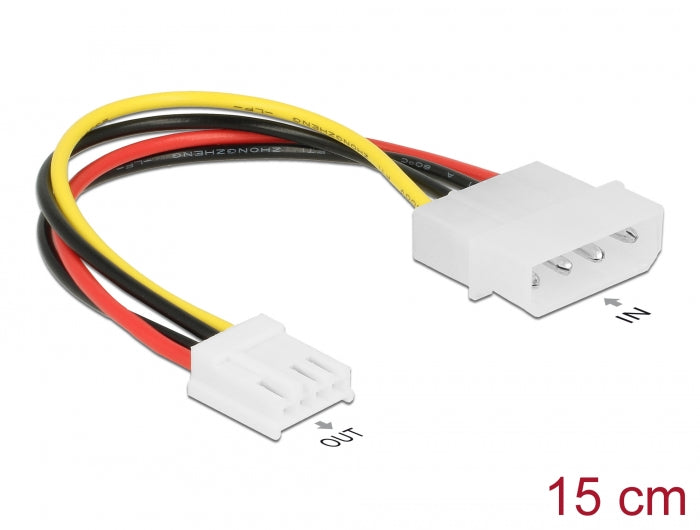 Delock Stromkabel 4 Pin Stecker > 4 Pin Floppy Buchse 15 cm