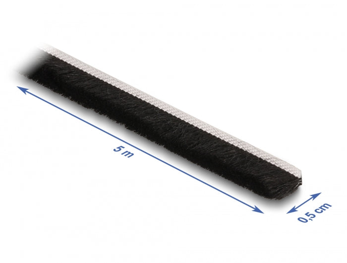 Delock Bürstenstreifen selbstklebend 5 mm - Länge 5 m schwarz