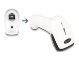 Delock Barcode Scanner 1D und 2D für 2,4 GHz, Bluetooth oder USB - weiß