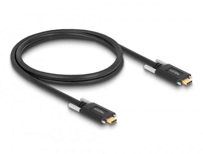 Delock USB 10 Gbps Kabel USB Type-C™ Stecker zu USB Type-C™ Stecker mit Schrauben seitlich 1 m schwarz