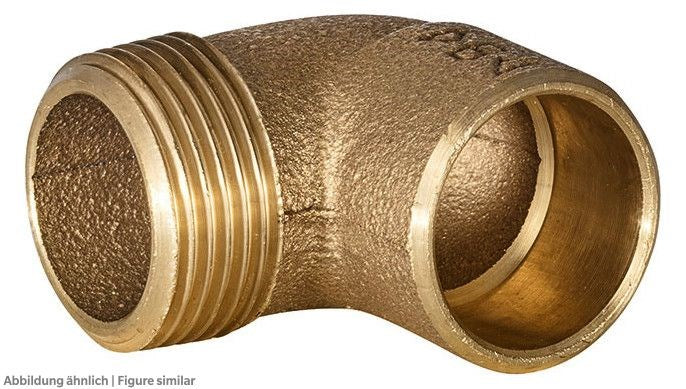 Bänninger Winkel 90° 12mm löt x 3/8" AG IBP 4092G1238 Rotguss