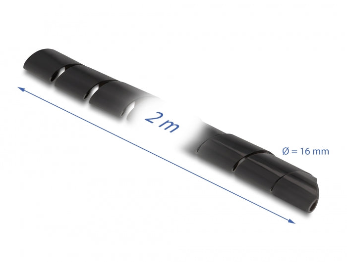 Delock Spiralschlauch flexibel 2 m x 16 mm schwarz