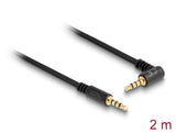 Delock Kabel Klinke 3,5 mm 4 Pin Stecker > Stecker gewinkelt 2 m schwarz