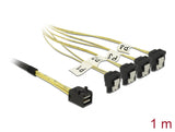 Delock Kabel Mini SAS HD SFF-8643 > 4 x SATA 7 Pin gewinkelt 1 m