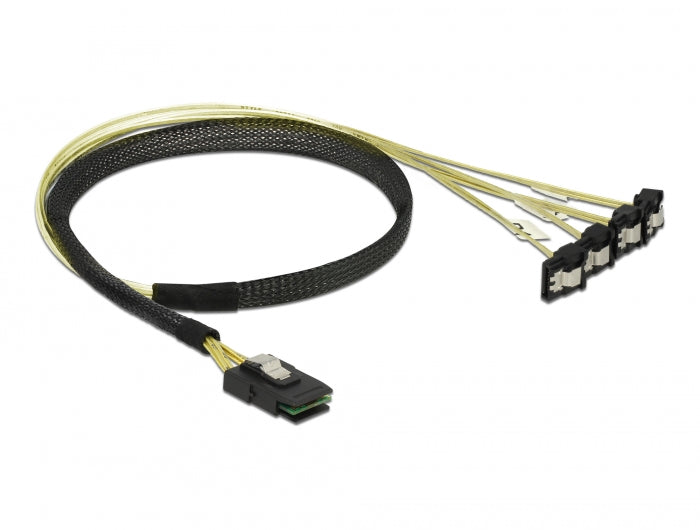 Delock Kabel Mini SAS SFF-8087 > 4 x SATA 7 Pin gewinkelt 0,5 m