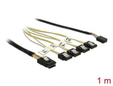 Delock Kabel Mini SAS SFF-8087 > 4 x SATA 7 Pin + Sideband 1 m Metall