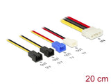 Delock Kabel Stromversorgung Molex 4 Pin Stecker > 4 x 2 Pin Lüfter (12 V / 7 V / 5 V) 20 cm