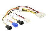 Delock Kabel Stromversorgung Molex 4 Pin Stecker > 4 x 2 Pin Lüfter (12 V / 7 V / 5 V) 20 cm