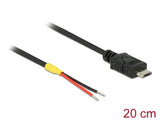 Delock Kabel USB 2.0 Micro-B Stecker > 2 x offene Kabelenden Strom 20 cm Raspberry Pi